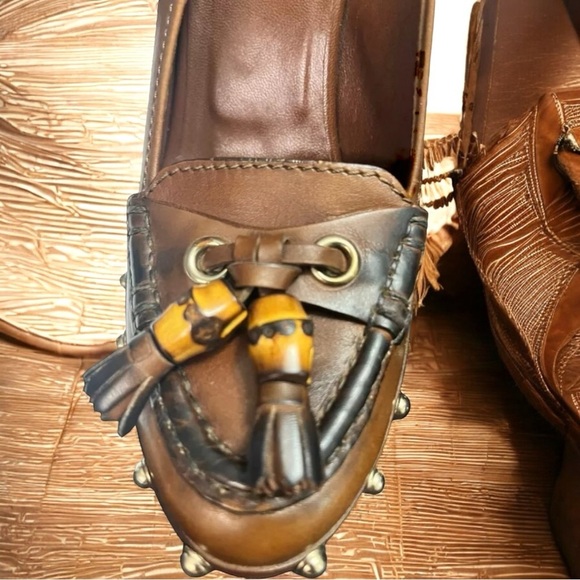 GUCCI-AUTHENTIC Horsebit Tassel Heels – Rustic Equestrian-Cowgirl Glam 5.5 - Picture 6 of 10